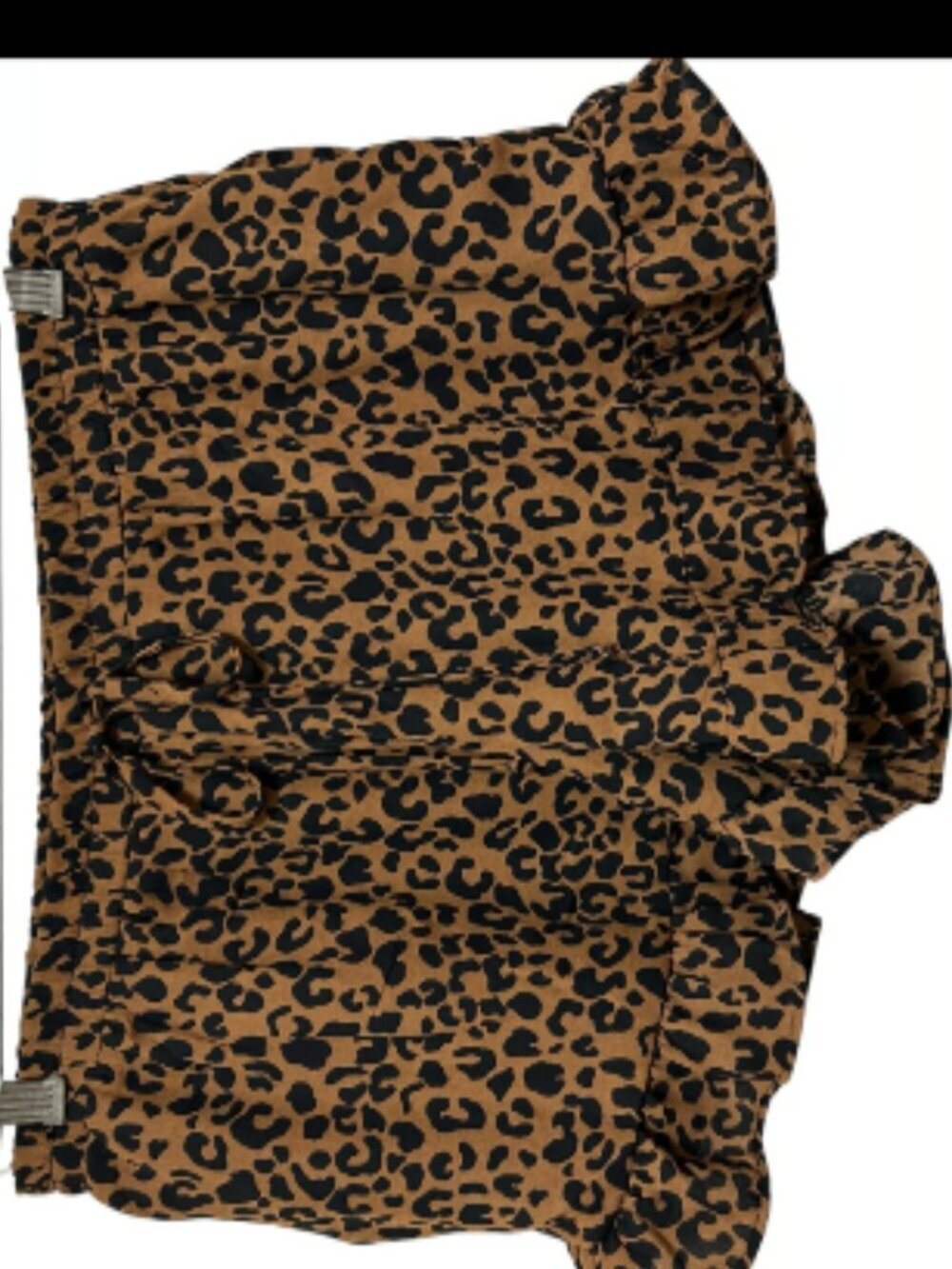 Sienna Sky Leopard Print Ruffle Hem Shorts with Pockets - Black and Brown - Picture 2 of 8